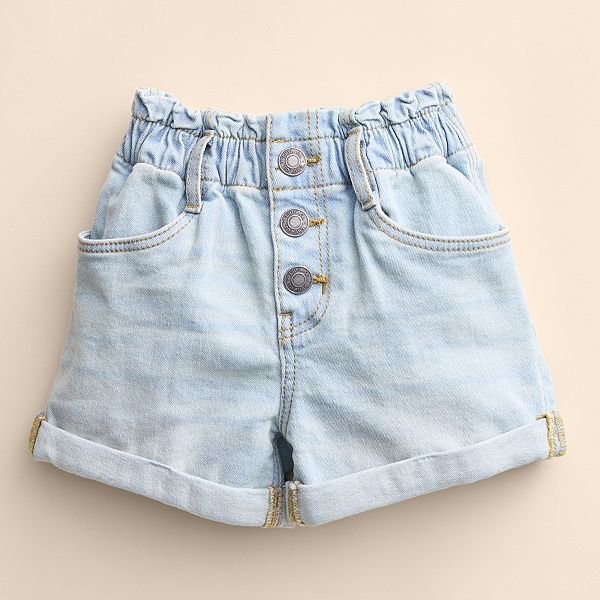 Little Girl Paper Bag Waist Printed Denim, Little Girl Bottoms