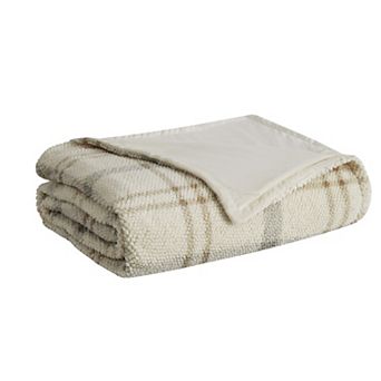 London Fog Popcorn Plaid Plush Blanket
