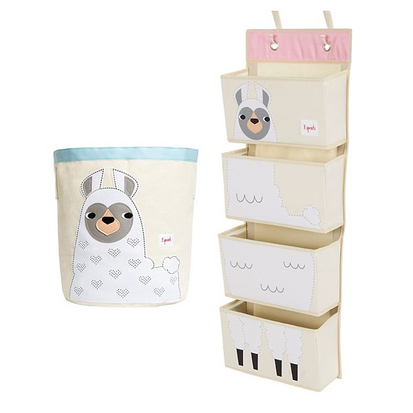 3 Sprouts Cute Storage Bin & Nursery Room Wall Hanging Basket Organizer