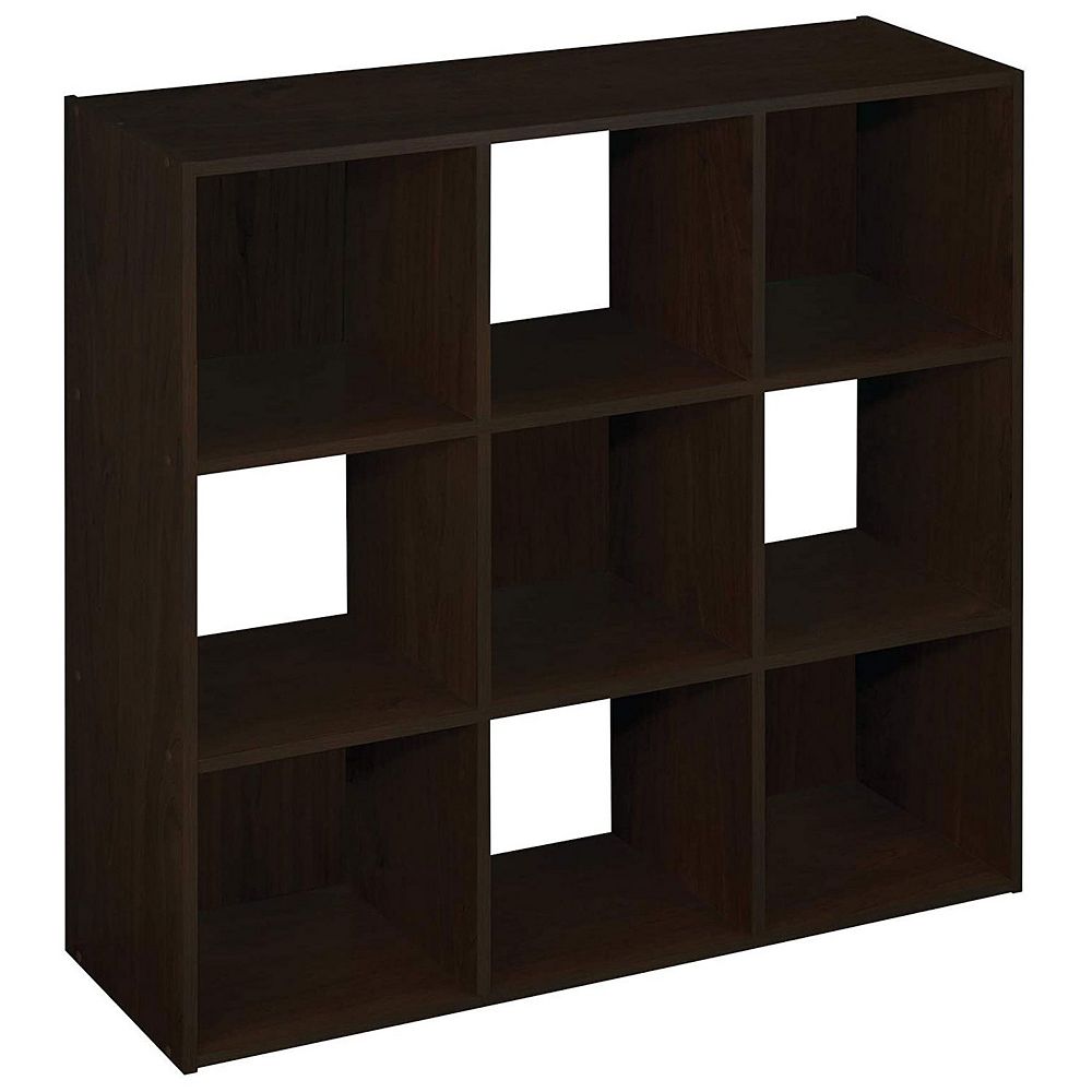 ClosetMaid 9 Cube Wood Stackable Open Bookcase Display Shelf Organizer Espresso