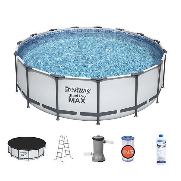 Bestway 15 Foot Steel Pro Max Above Ground Pool and API Revive! 32 Oz ...