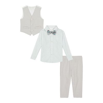 Van Heusen Set Completo 4 Pezzi Per Bambino – Gilet, Camicia, Pantalone E Papillon, Grigio Scuro, Taglia 5 Anni