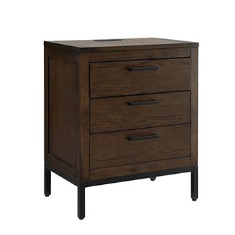Leick Furniture Modern 3-Drawer Charging Station Nightstand End Table