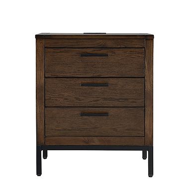 Leick Furniture Modern 3-Drawer Charging Station Nightstand End Table