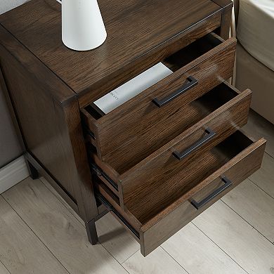 Leick Furniture Modern 3-Drawer Charging Station Nightstand End Table