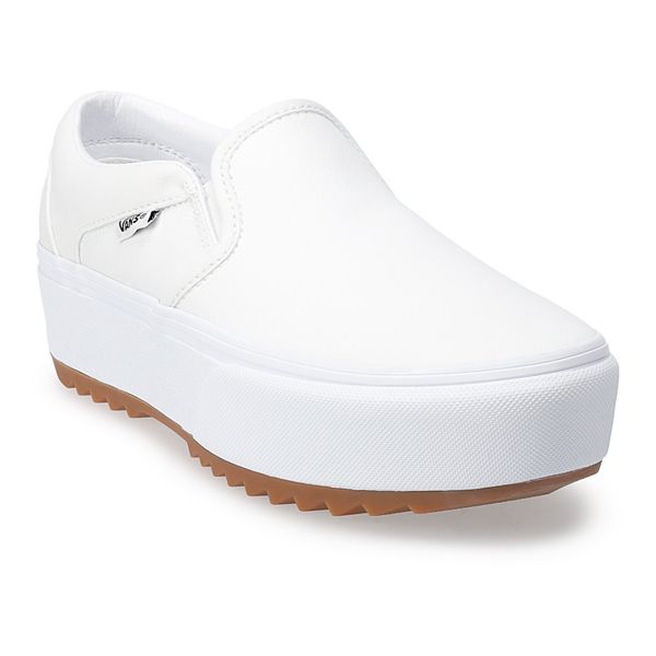 Vans asher clearance white slip ons