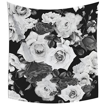 RoomMates Black White Floral Tapestry Wall Decal
