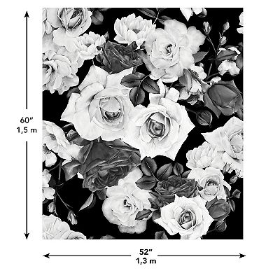 RoomMates Black White Floral Tapestry Wall Decal