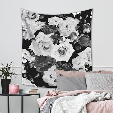RoomMates Black White Floral Tapestry Wall Decal