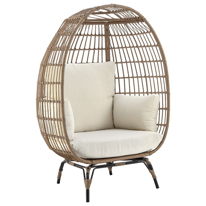 MANHATTAN COMFORT Spezia Patio Freestanding Egg Chair with Seat Cushions, M