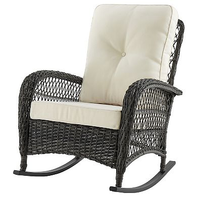 MANHATTAN COMFORT Furttuo Rocking Chair with Seat Cushions 