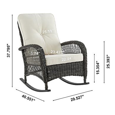 MANHATTAN COMFORT Furttuo Rocking Chair with Seat Cushions 