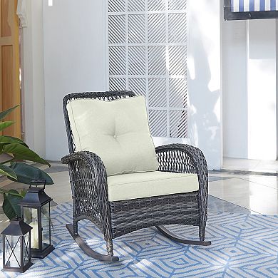 MANHATTAN COMFORT Furttuo Rocking Chair with Seat Cushions