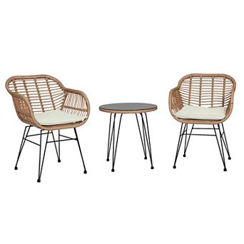 MANHATTAN COMFORT Antibes Patio Conversation Rattan 3 pc Set