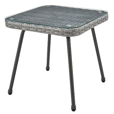 MANHATTAN COMFORT Cannes Rope Wicker Patio Chair & End Table 3-piece Set