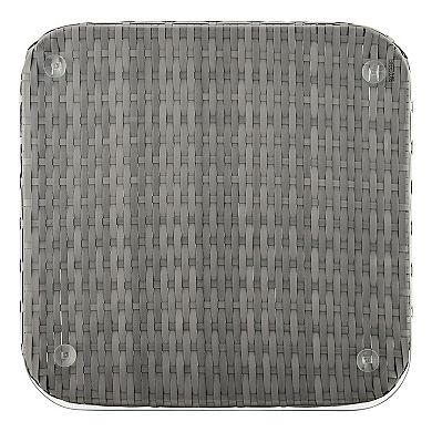 MANHATTAN COMFORT Cannes Rope Wicker Patio Chair & End Table 3-piece Set