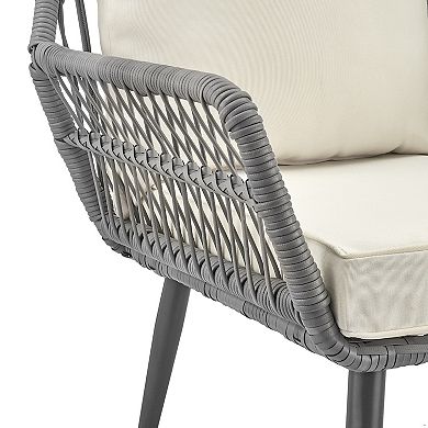 MANHATTAN COMFORT Cannes Rope Wicker Patio Chair & End Table 3-piece Set