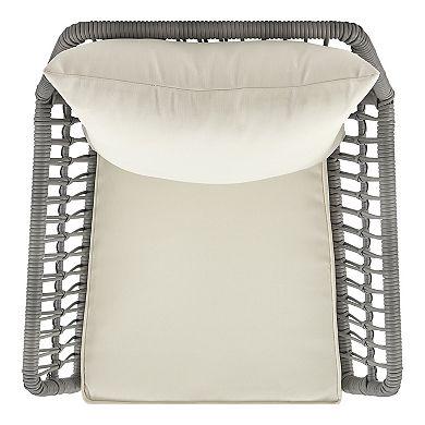 MANHATTAN COMFORT Cannes Rope Wicker Patio Chair & End Table 3-piece Set