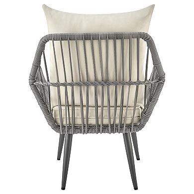 MANHATTAN COMFORT Cannes Rope Wicker Patio Chair & End Table 3-piece Set