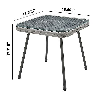 MANHATTAN COMFORT Cannes Rope Wicker Patio Chair & End Table 3-piece Set