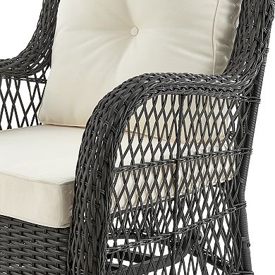 MANHATTAN COMFORT Fruttuo Swivel 3-Piece Patio Conversation Set with Seat Cushions