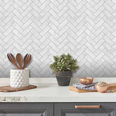 RoomMates Faux Marble Herringbone Tile Wall Decal