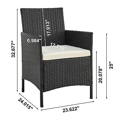 MANHATTAN COMFORT Imperia Rattan Patio Chair & End Table 3-piece Set