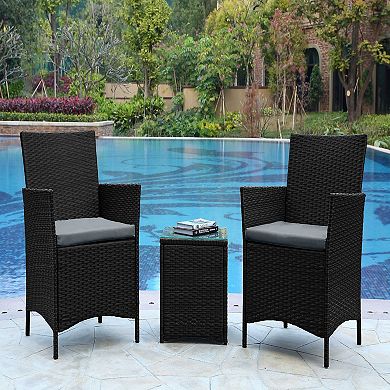 MANHATTAN COMFORT Imperia Rattan Patio Chair & End Table 3-piece Set