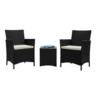 MANHATTAN COMFORT Imperia Rattan Patio Chair & End Table 3 pc Set