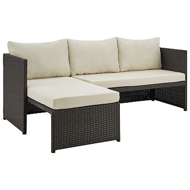 MANHATTAN COMFORT Menton Patio 2-Seater & Lounge Chair with Seat Cushions & Coffee Table Set