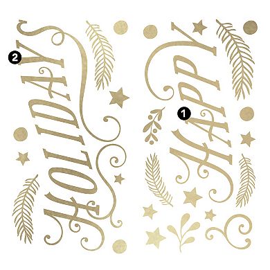 RoomMates Happy Holidays Metallic Christmas Wall Decal 25-piece Set