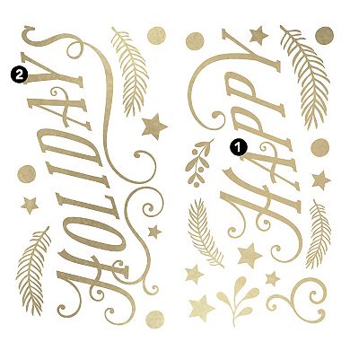 RoomMates Happy Holidays Metallic Christmas Wall Decal 25-piece Set