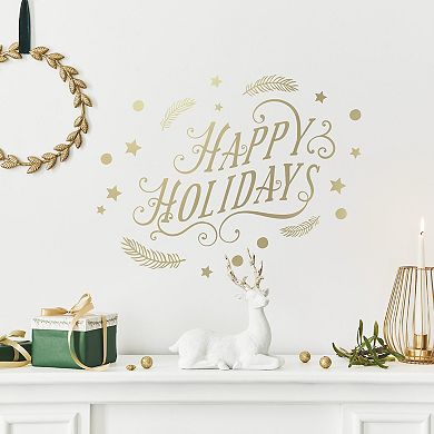 RoomMates Happy Holidays Metallic Christmas Wall Decal 25-piece Set