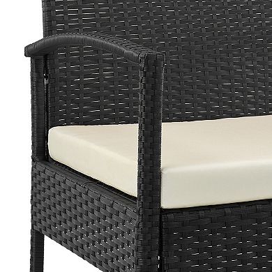 MANHATTAN COMFORT Noli Rattan Patio Loveseat, Chair & Coffee Table 4-piece Set