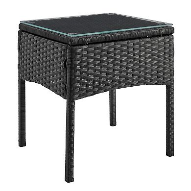 MANHATTAN COMFORT Noli Rattan Patio Chair & End Table 3-piece Set