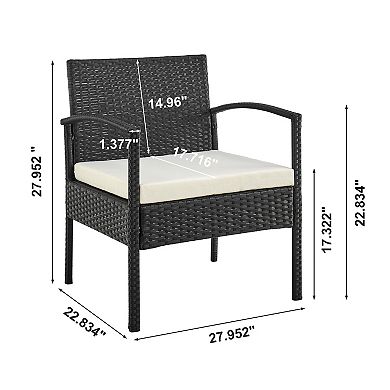 MANHATTAN COMFORT Noli Rattan Patio Chair & End Table 3-piece Set