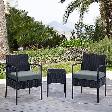 MANHATTAN COMFORT Noli Rattan Patio Chair & End Table 3-piece Set