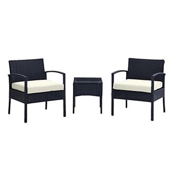 MANHATTAN COMFORT Noli Rattan Patio Chair & End Table 3 pc Set