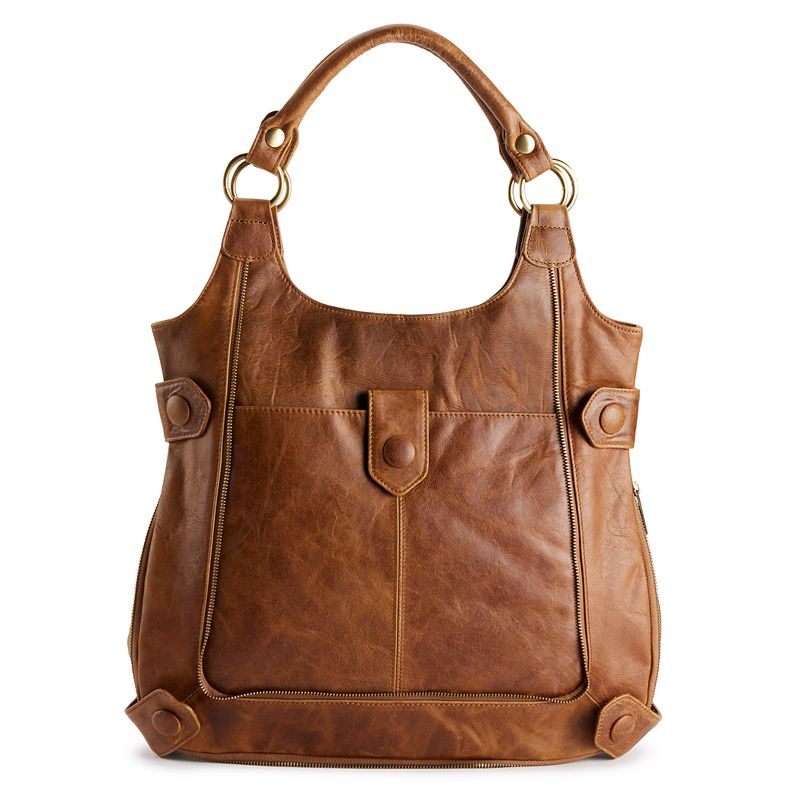 AmeriLeather Judelle Universal Leather Satchel Bag, Brown