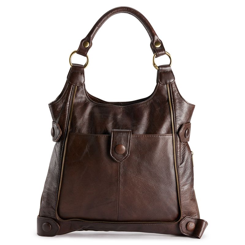 AmeriLeather Judelle Universal Leather Satchel Bag, Brown
