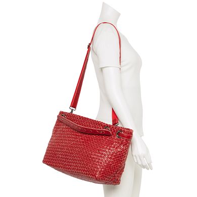 AmeriLeather Cybil Woven Leather Tote Bag
