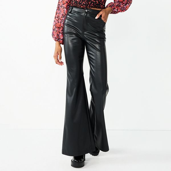 Juniors' SO® High-Rise Flare Faux-Leather Pants