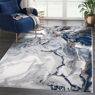 Abani Rugs Regal REG140A Abstract Grey Blue Area Rug