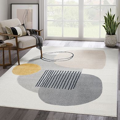 Abani Rugs DECO DEC130A Cream Minimalist Geometric Area Rug
