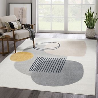 Abani Rugs DECO DEC130A Cream Minimalist Geometric Area Rug