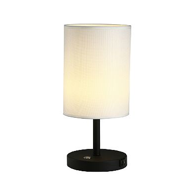 Cenports 17" White Table Lamp with USB Port