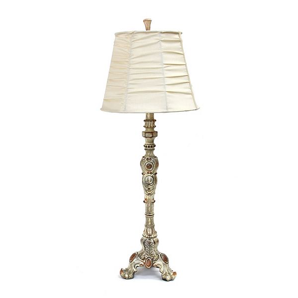 Elegant Designs Antique Style Buffet Table Lamp with Cream Ruched Shade