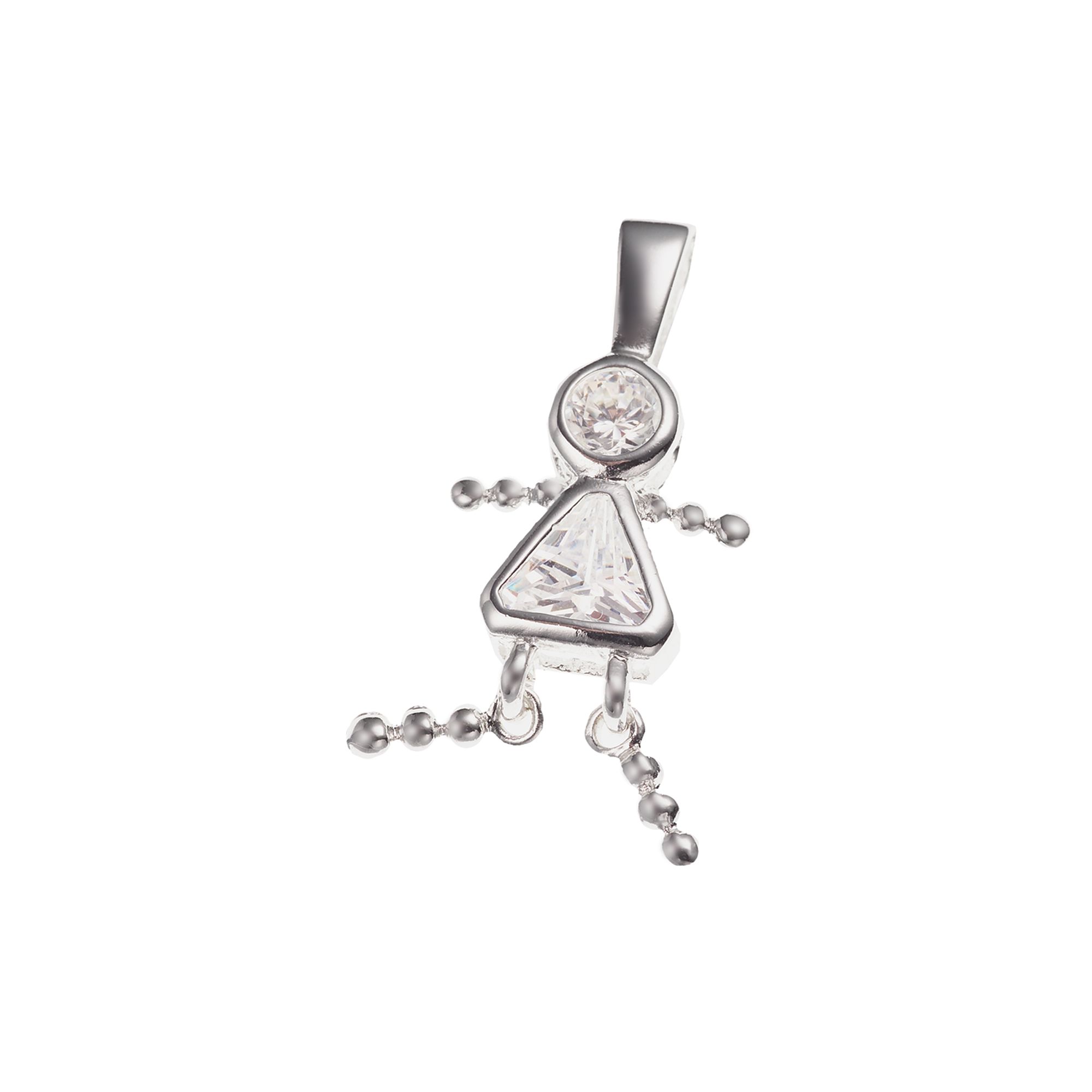 Argento Forte Sterling Silver Birthstone Babies Girl Charm, Womens, April