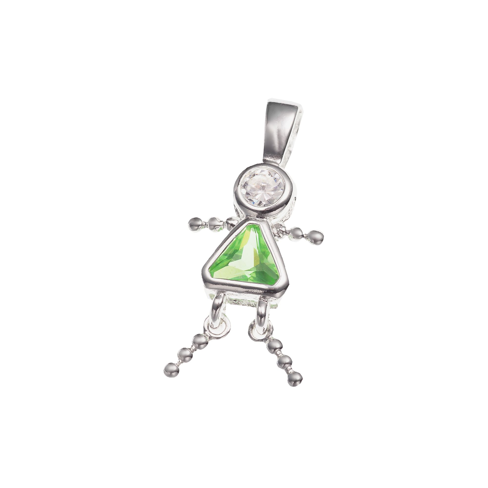 Argento Forte Sterling Silver Birthstone Babies Girl Charm, Womens, August