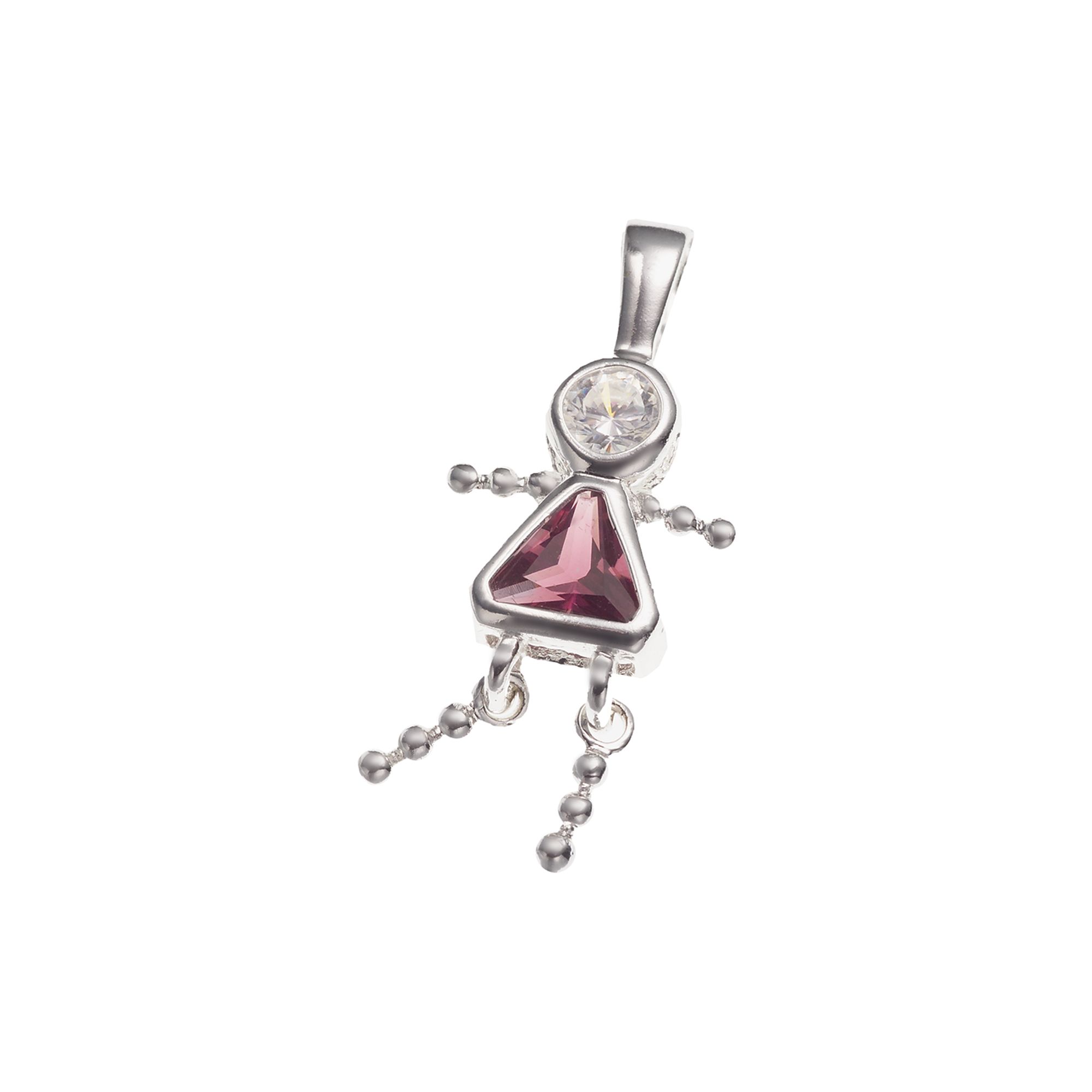 Argento Forte Sterling Silver Birthstone Babies Girl Charm, Womens, Februa